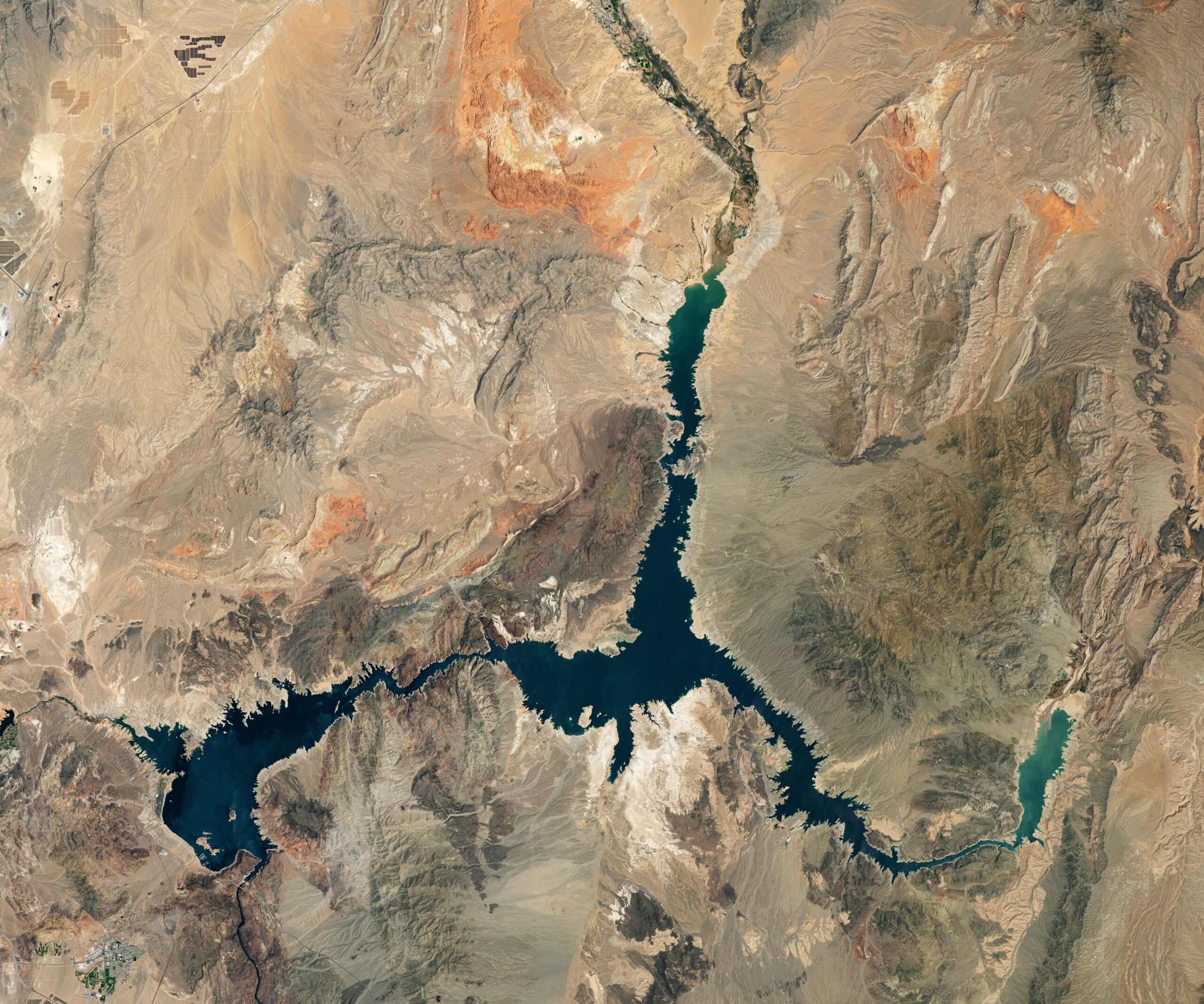 Natural-color image of Lake Mead captured by Landsat 8 on July 3, 2022.